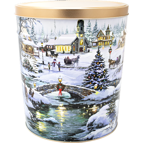 3.5 Gal Weihnachten eisige Lichter Gourmet Popcorn Blechdose