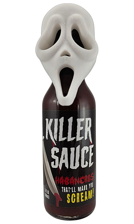 Killer Screaming Habaneros Chilisauce mit weißer Maske Flaschenkopf, 5oz