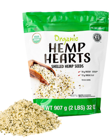 Kirkland Bio Hanfherzen, geschälte Hanfsamen, 2 lbs, reich an Proteinen und Omega-3