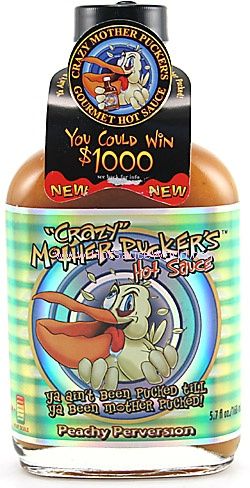 Verrückt Mother Pucker's Peachy Perversion Chilisauce, 6,5 Unzen