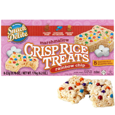 Snack Delite Marshmallow Crisp Reis Leckereien, Rainbow Chip, Glutenfrei, einzeln gewickelt Bars, 8 Stück