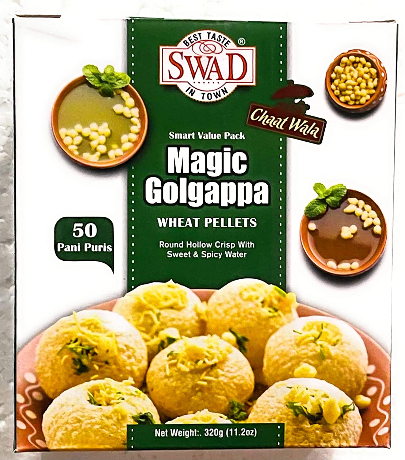 Swad Magic Golgappa (Weizenpaletten) – Runde hohlen Crisp mit süßen & würzigen Wasser -11.2oz ( 320g)