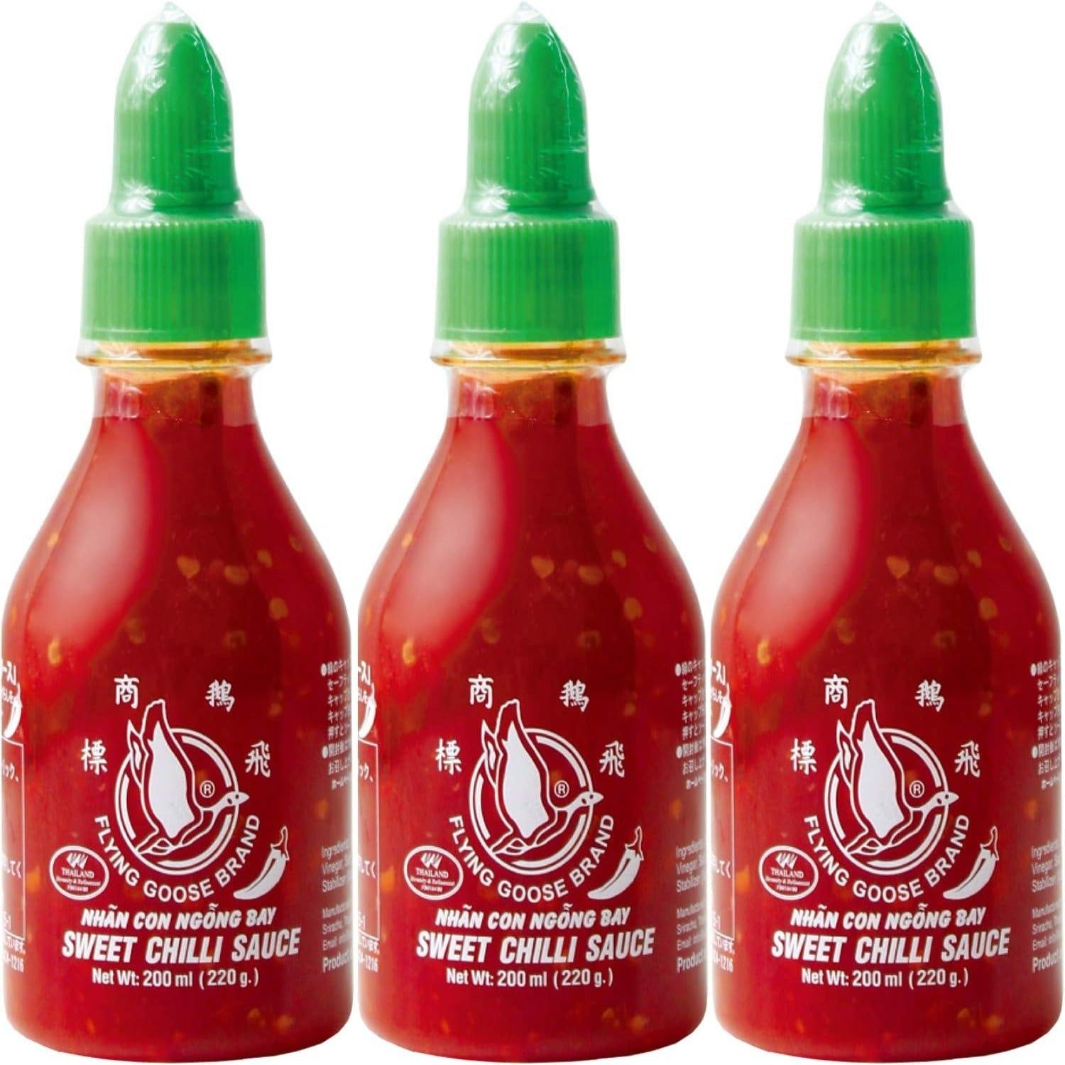 Sriracha Heiße Saucenflasche süß Chili scharf Thai 200ml x 3 Flasche Flying Goose – Tokyo Sakura Mall