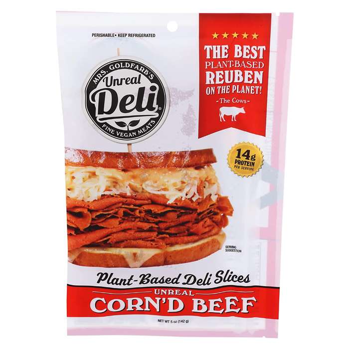 Unreal Deli – pflanzliche Deli Fleisch Mais`d Rindfleisch Scheiben – mehrere Größen