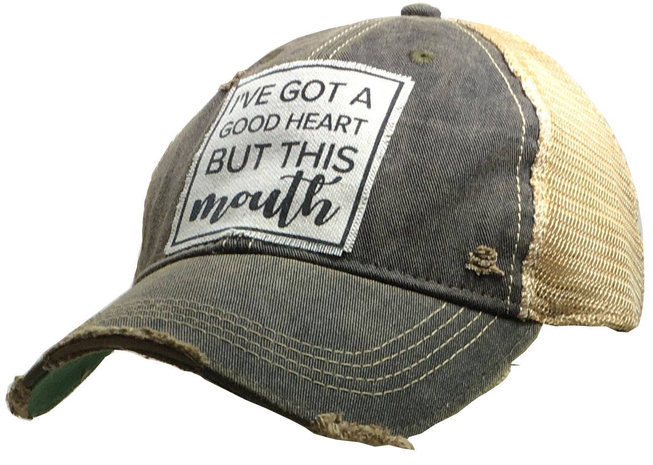 Vintage Life Ich habe ein gutes Herz, aber dieser Mund Trucker Hut Baseba