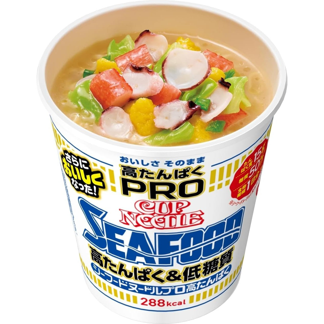 NISSIN Tasse Nudel Meeresfrüchte PRO High Protein & Low Zucker 78g x 12 Packs Japan – Tokyo Sakura Mall