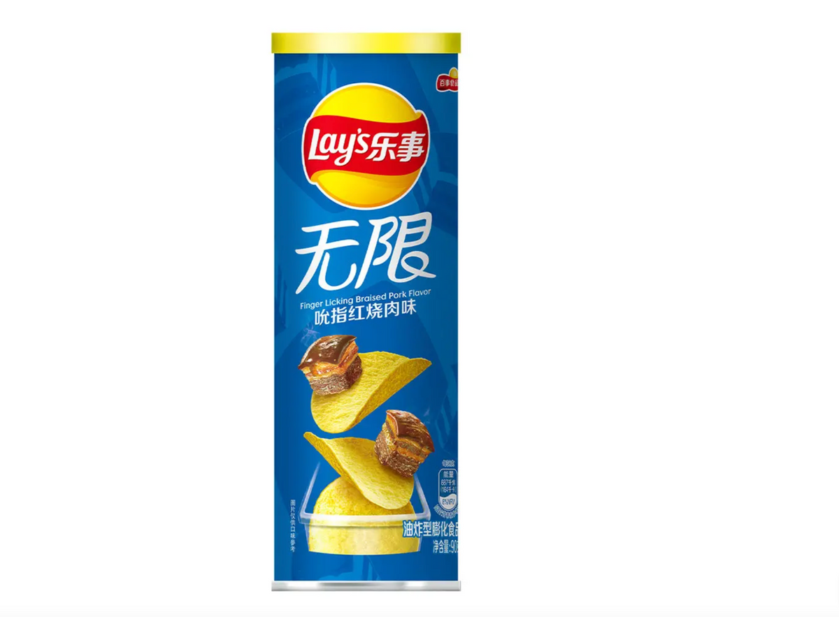 Lays Stax Finger lecken geflochtenes Schweinefleisch