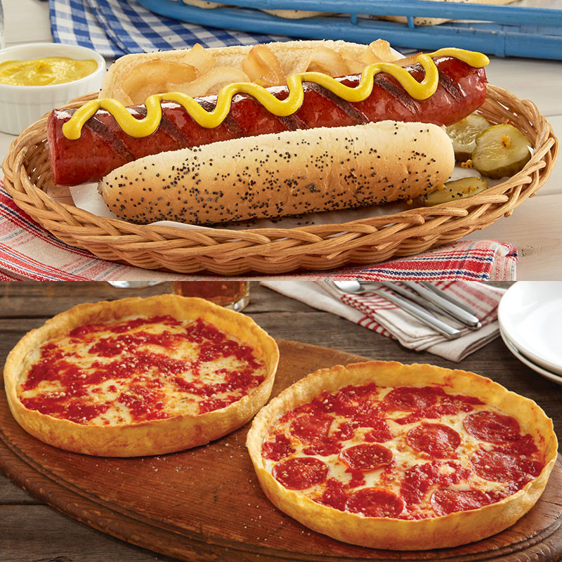 Portillo's Maxwell Street Polnisches Wurst-Set & 2 Lou's Pizzas