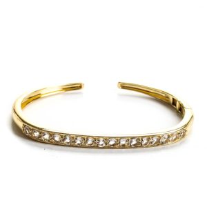 Rarities vergoldetes Sterlingsilber mit weißem Topas und Scharnier-Manschettenarmband, Gold 16,2 g