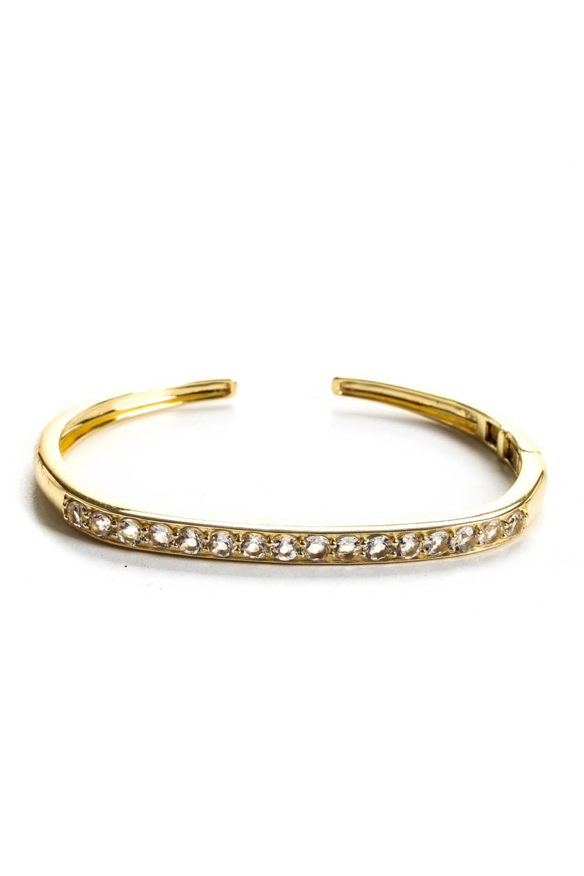 Raritäten vergoldet Sterling Silber Weiß Topas Scharnier Manschette Armband Gold 16.2G