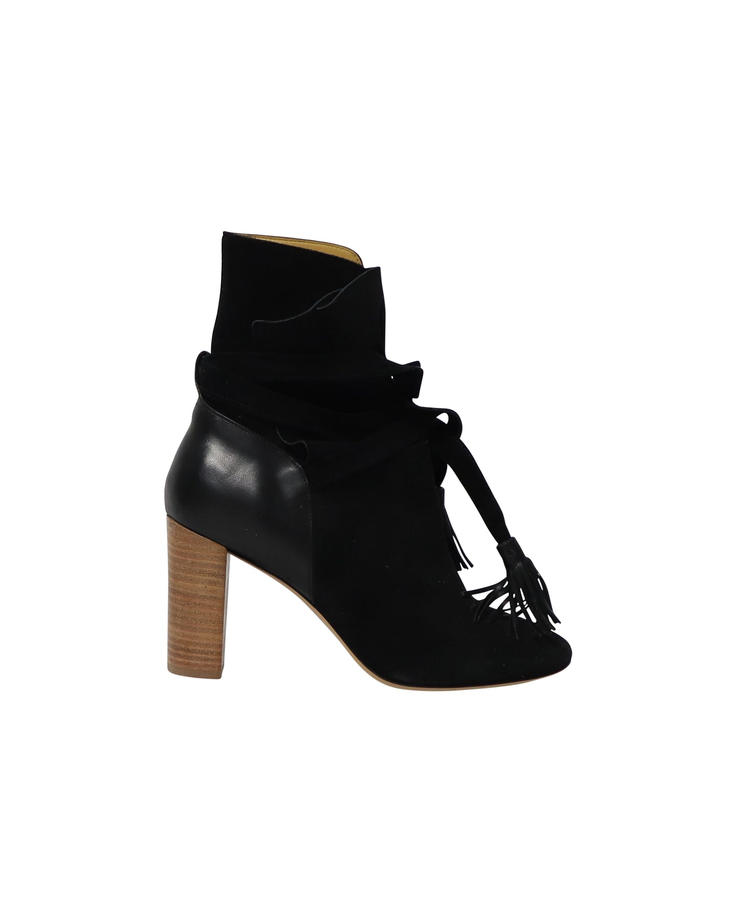 Ba&Sh Stiefeletten mit Blockabsatz aus schwarzem Wildleder