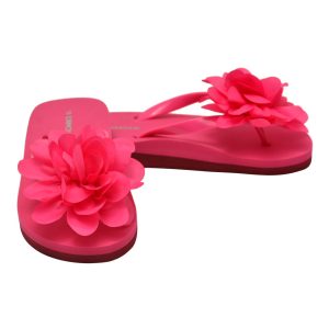 Kleine Mädchen-Fuchsia-Organza-Blumen-Flip-Flops, 8–10 Kleinkinder