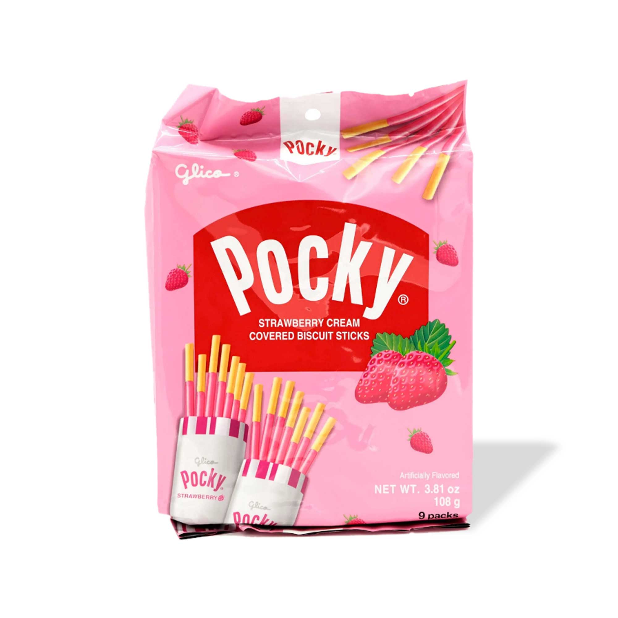 Glico Pocky Familienpaket: Erdbeere (9-er Packung)