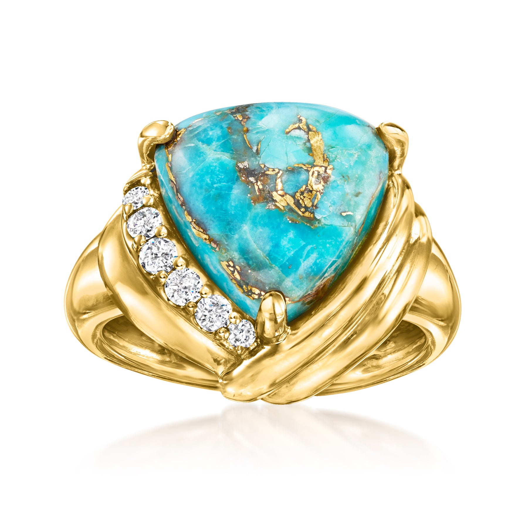 Ross-Simons Türkis und Diamant Ring in 18kt Gold über Sterling