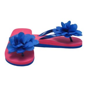 Königsblaue Organza-Blumen-Flip-Flops für kleine Mädchen, 8–10 Kleinkinder