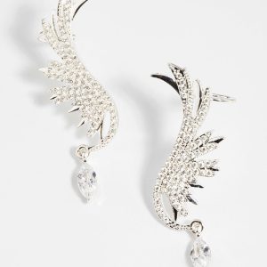 Silber Zirkonia Wing Manschette Ohrringe