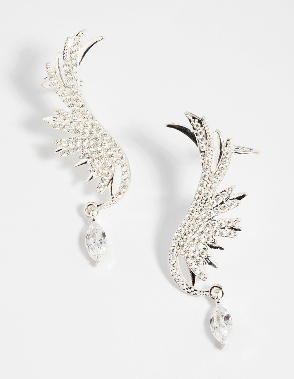 Silber Zirkonia Wing Manschette Ohrringe