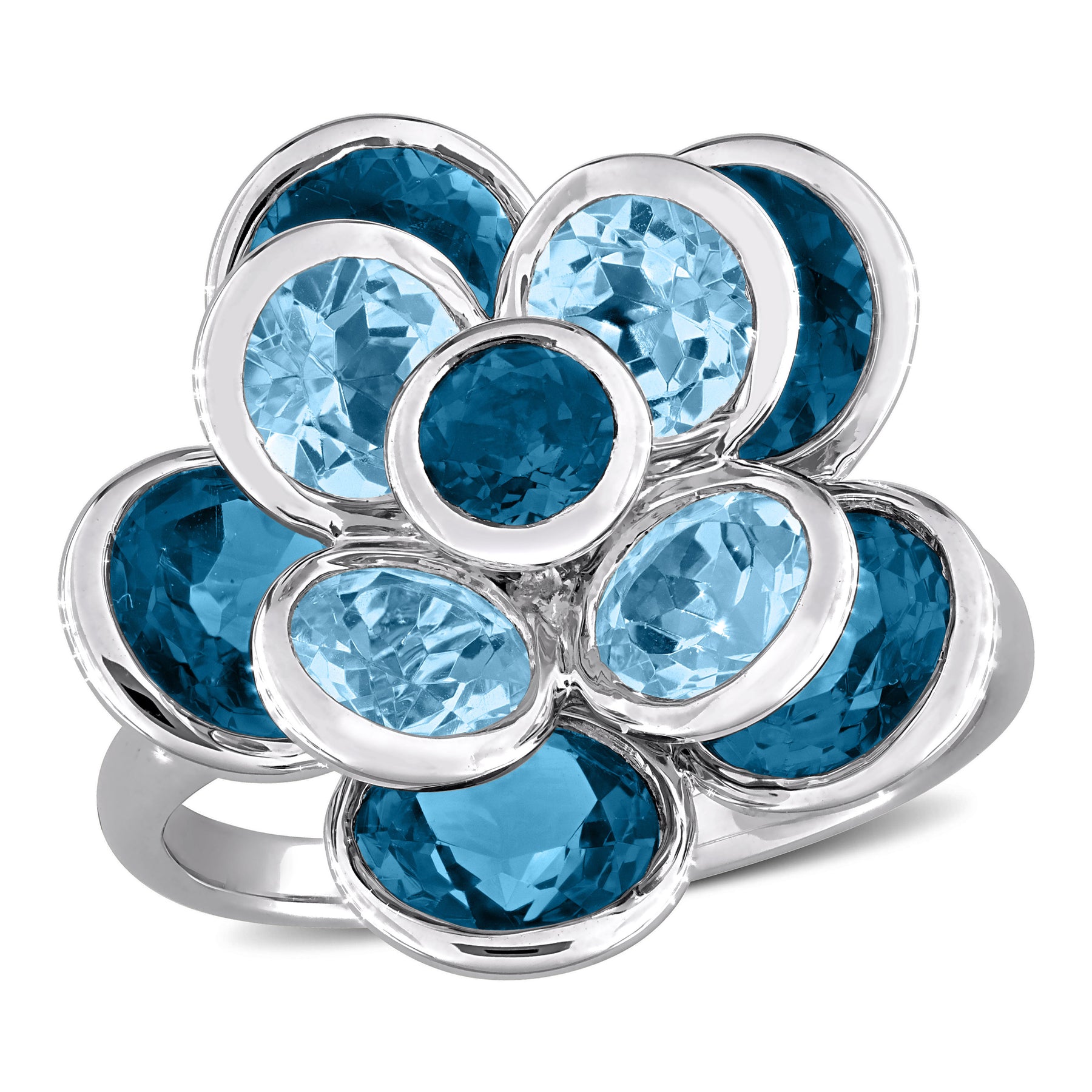 Mimi & Max 7 1/3ct TGW London Blau Topas und Sku Blau Topas Blume Ring Sterling Silber