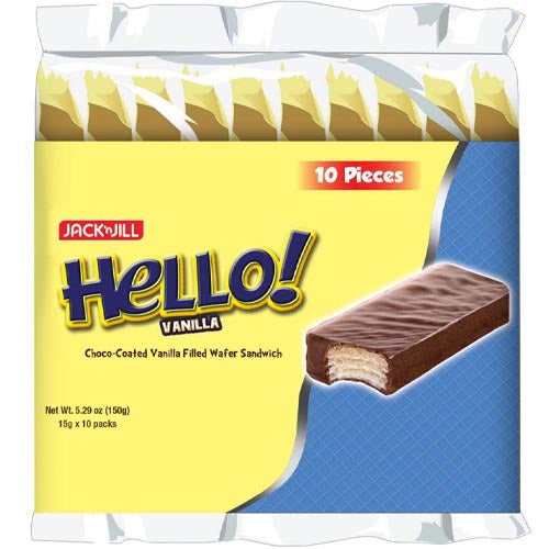 Jack ’n Jill – Hallo! – Vanille – Schokolade beschichtet Vanille gefüllt Waffel Sandwich – 10 Stück – 150 G