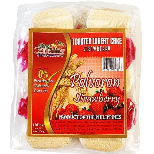 Aling Conching – Polvoron Erdbeere – gerösteter Weizenkuchen – Erdbeere – 10 Stück – 170 G