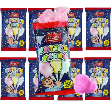 Lieber's Baumwolle Süßigkeiten, leicht und flauschig, Sortiment Packung mit roten und blauen Aromen, (8er Packung)