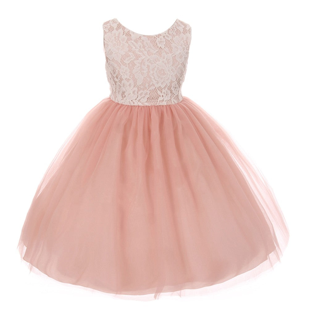 Große Mädchen Dusty Rose Spitze Tüll ärmelloses Ostern Kleid 8-12