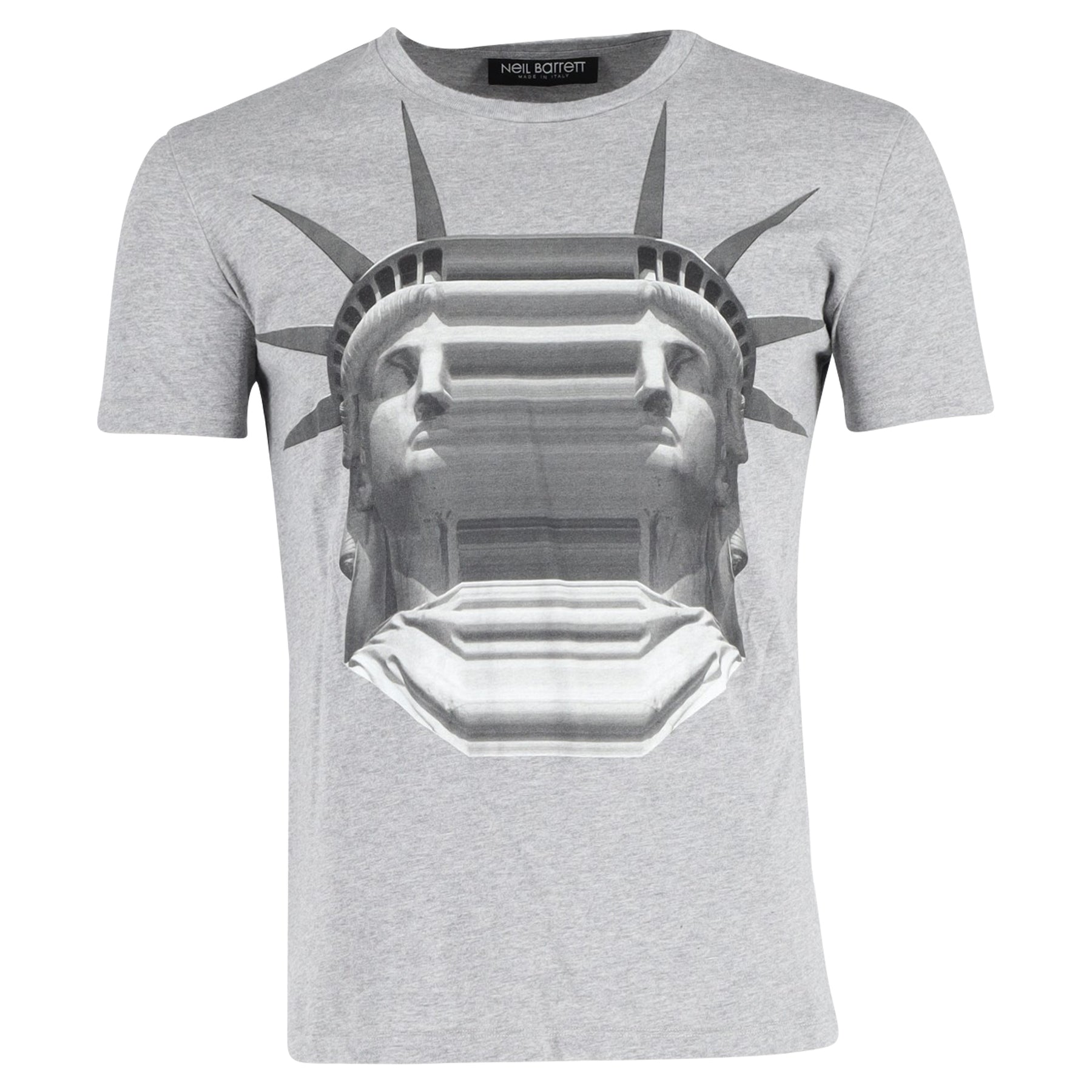 Neil Barrett Freiheitsstatue T-Shirt aus grauer Baumwolle