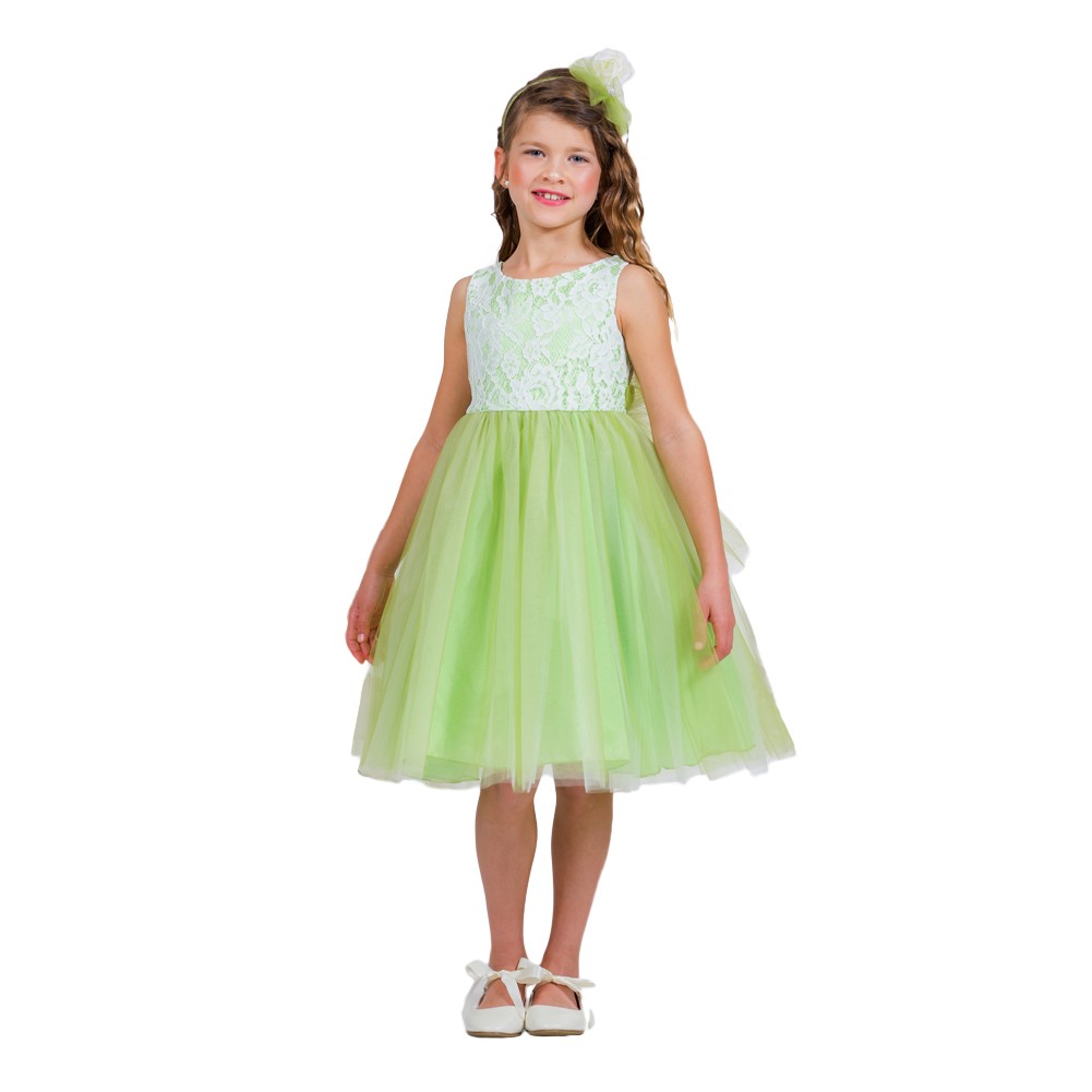 Kleine Mädchen grüne Spitze Tüll ärmelloses Ostern Kleid 2-6