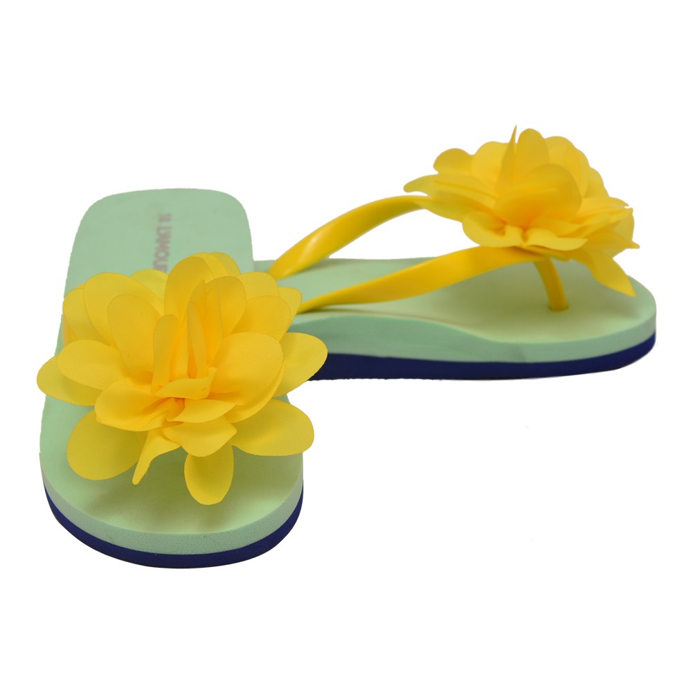 Kleine Mädchen gelb Organza Blume Flip Flops 11-4 Kinder