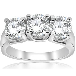 3ct Drei Stein Diamant Verlobungsring 14K Weißgold