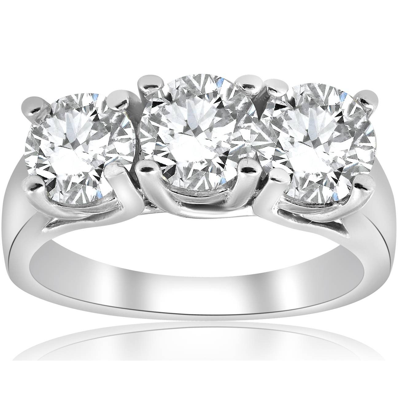 3ct Drei Stein Diamant Verlobungsring 14K Weißgold