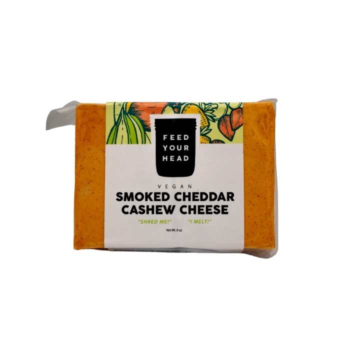 Füttern Sie Ihren Kopf – Vegan geräucherter Cheddar Cashew Käse, 8 Unzen