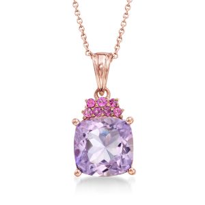 Ross-Simons Amethyst und. Rhodolit Granat Anhänger Halskette in 18kt Roségold über Sterling