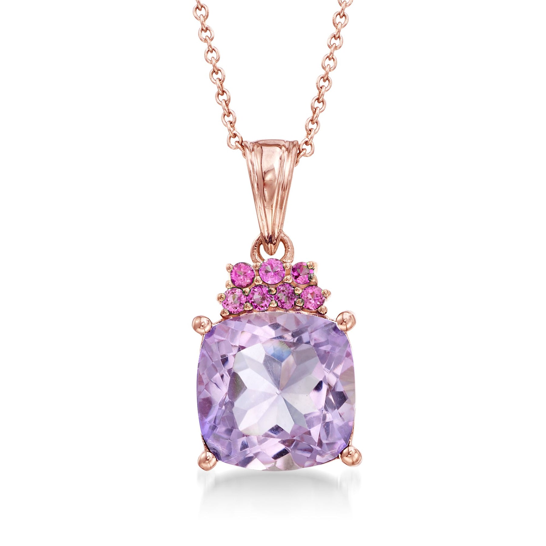 Ross-Simons Amethyst und. Rhodolit Granat Anhänger Halskette in 18kt Roségold über Sterling