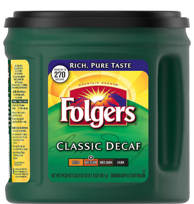 Folgers Entkoffeinierter klassischer gerösteter Kaffee, 28,8 oz