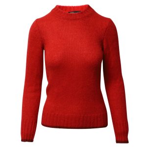 Maje Rundhals-Strickpullover aus rotem Woll-Mohair