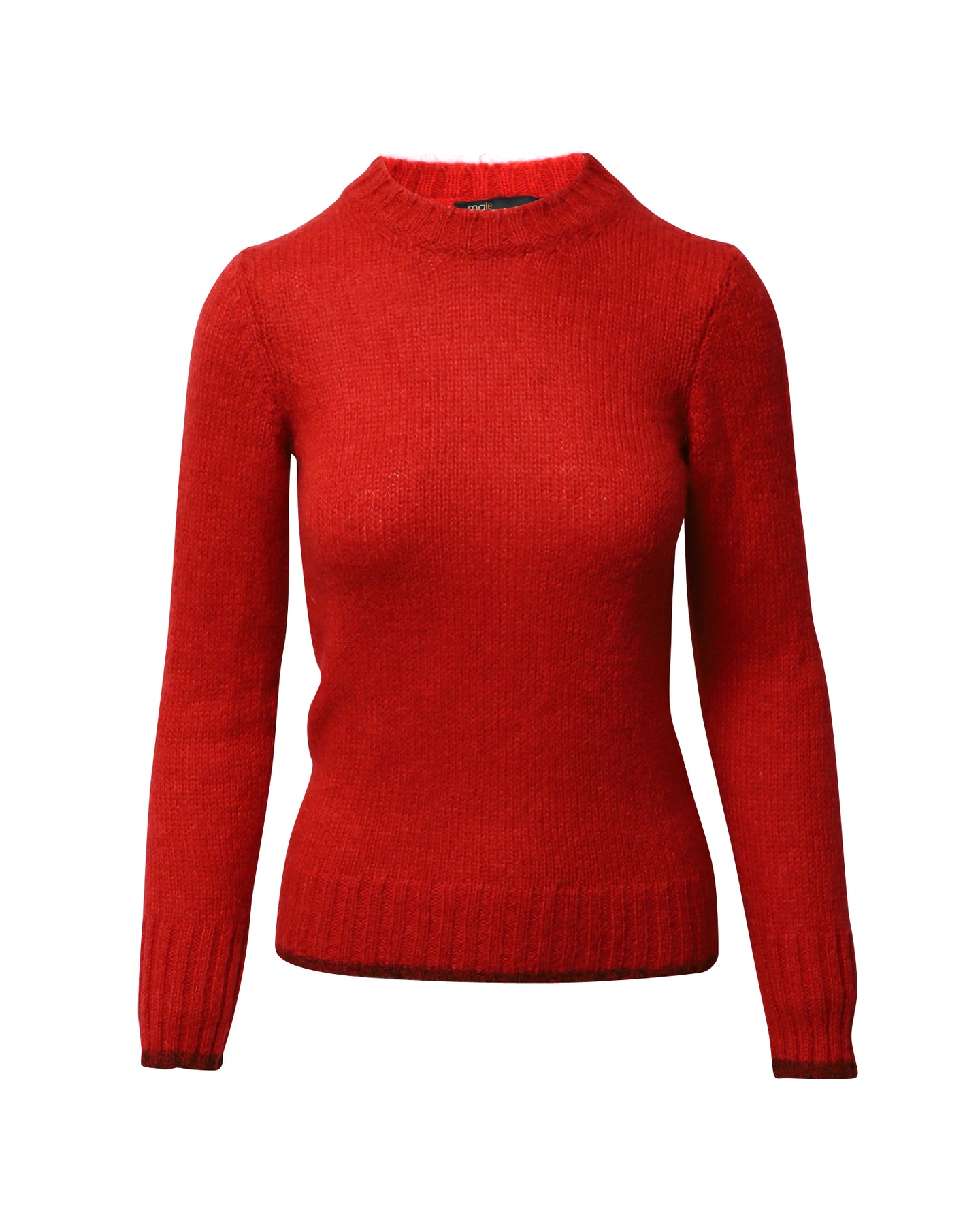 Maje Strickpullover mit Rundhalsausschnitt aus Roter Wolle Mohair