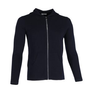 Sandro Paris Kapuzenpullover mit Reißverschluss aus marineblauer Baumwolle
