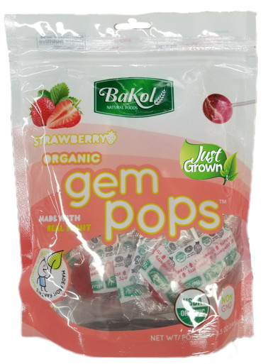 Bakol Bio Gem Pops Erdbeere aromatisiert Lollipops, 8,5 oz