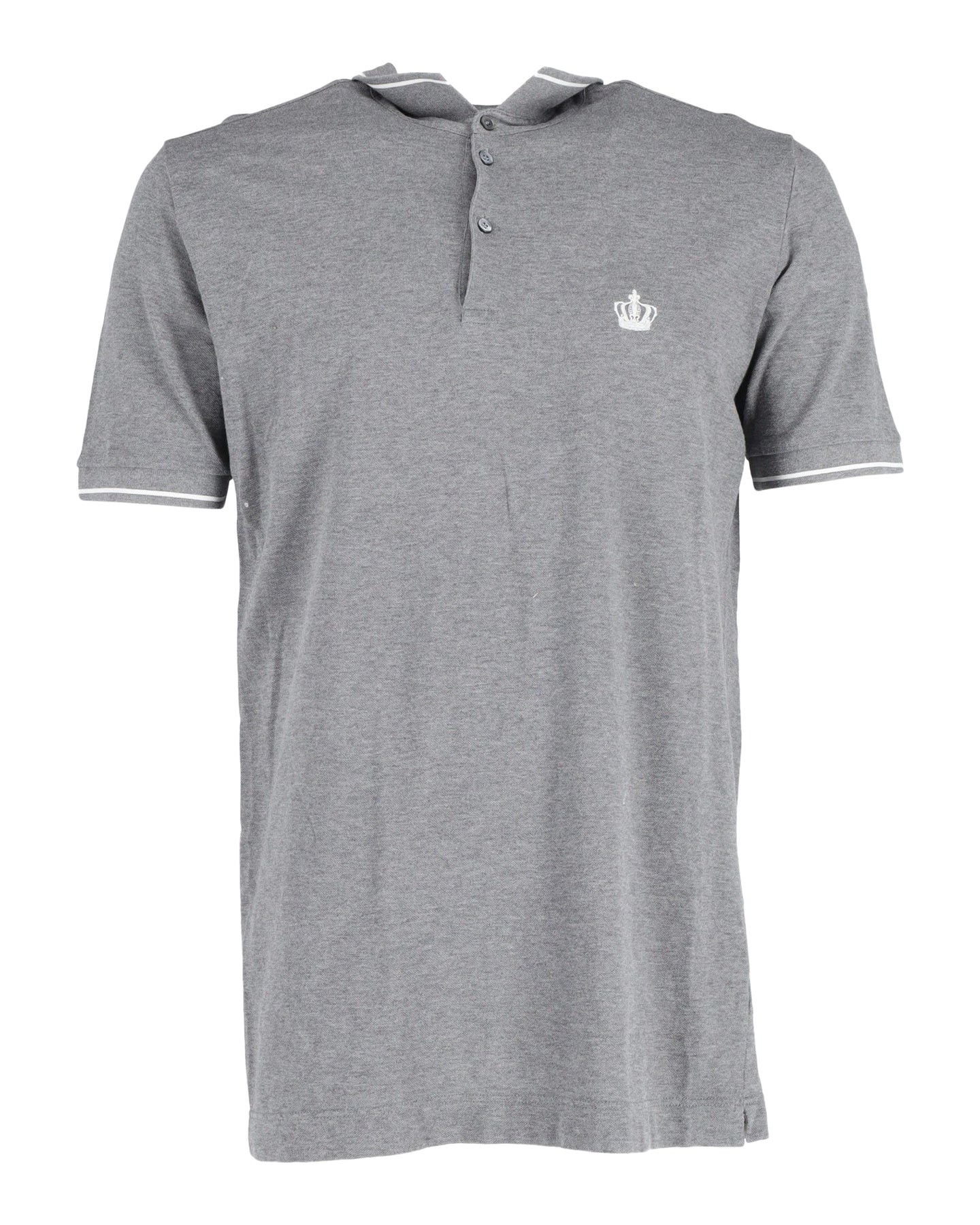 Dolce & Gabbana Polo mit Kronenaufnäher aus grauer Baumwolle