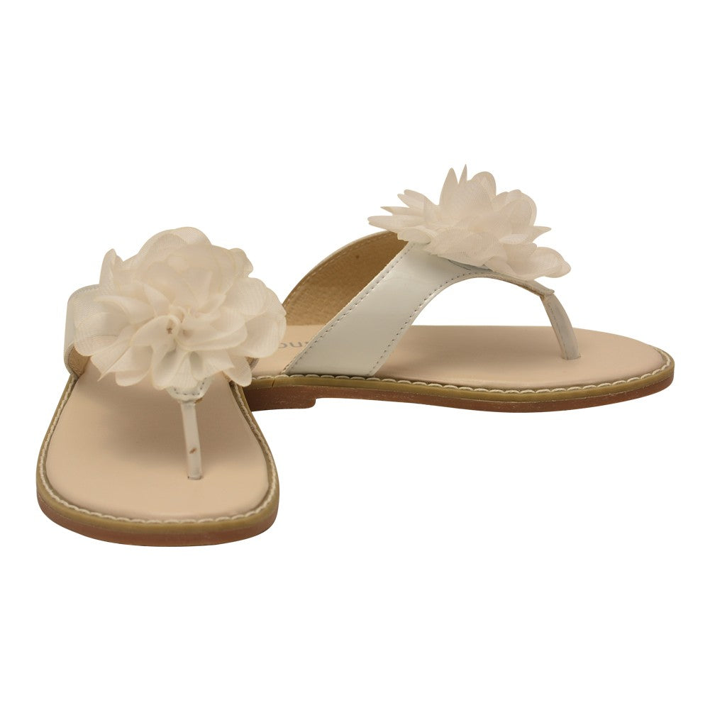 Mädchen weiß Organza Flower String Sandalen 5 Kleinkind-4 Kinder