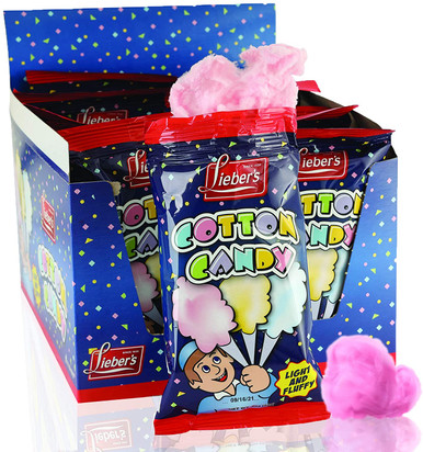 Lieber's Baumwolle Süßigkeiten, hell & Fluffy Vintage Süßigkeiten, Blau & Rot Carnival, holloween, Geburtstagsparty Begünstigt Supplies für Kinder, koscher, 0,8 Unzen Beutel (Packung mit 12)
