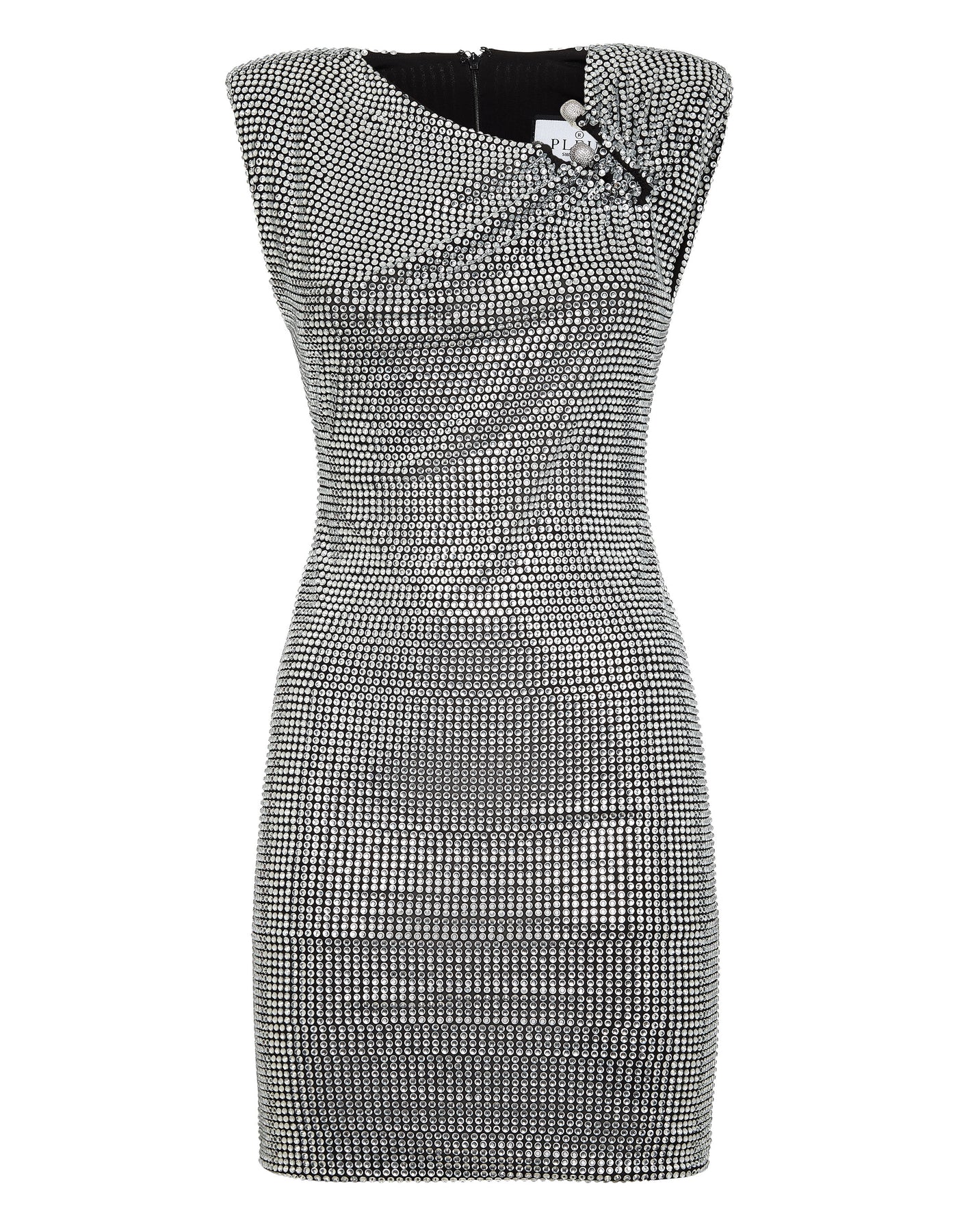Gepolsterte Schulter Minikleid Fluo Strass