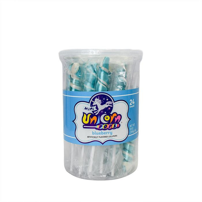 Hellblaue Mini Einhorn Pops – 24 Stück Wanne