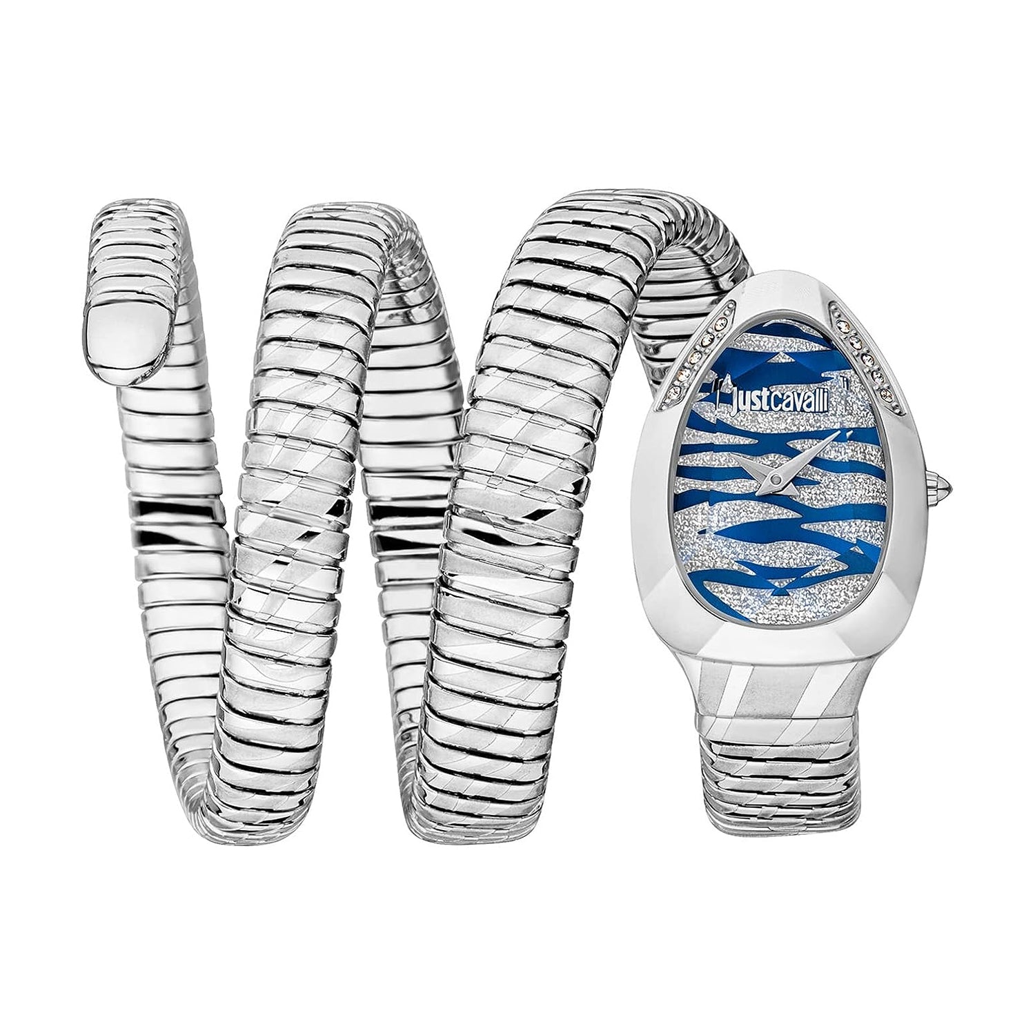 Just Cavalli Damen Signature Snake Blau Dial Uhr