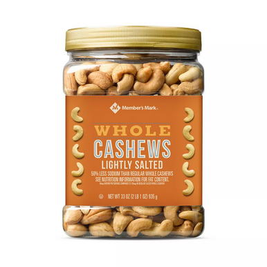 Member's Mark Leicht gesalzene ganze Cashewnüsse, 33 oz
