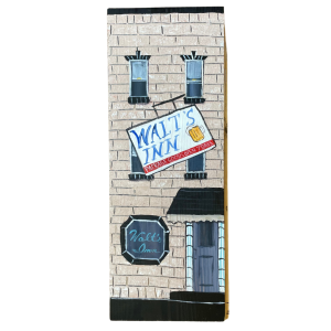 Linda Amtmann – Holzplanke mit Motiv Walt’s Inn