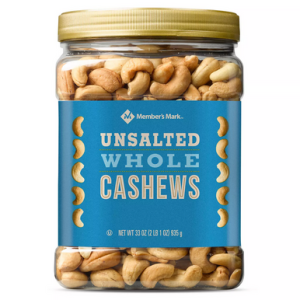 Member’s Mark ungesalzene geröstete ganze Cashews, 33 Unzen.