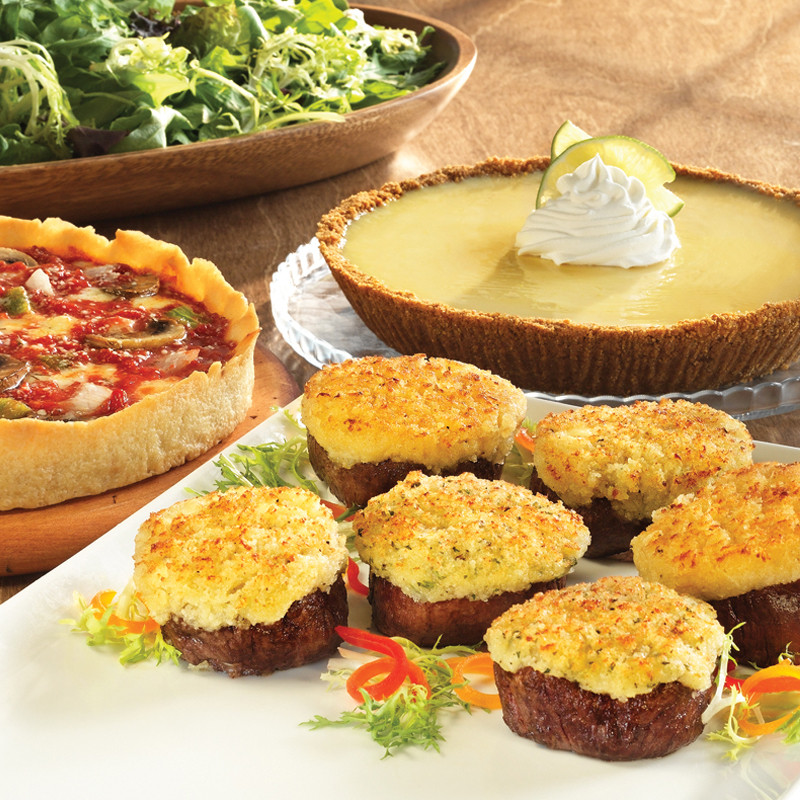 2 Wildfire Filet Medallion Trios, 1 Key Limette Kuchen, 1 Lou's Pizza