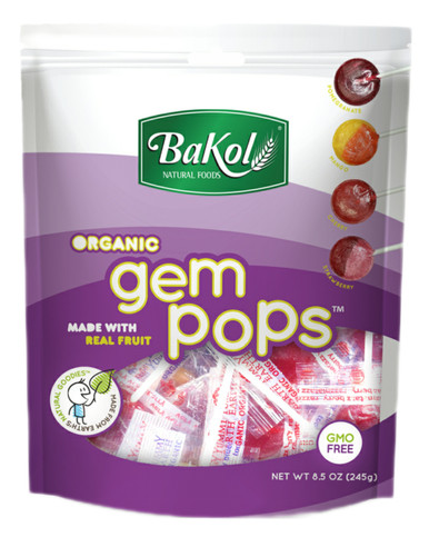 Bakol Bio Gem Pops, verschiedene Fruchtaromen Lollipops, 8,5 oz
